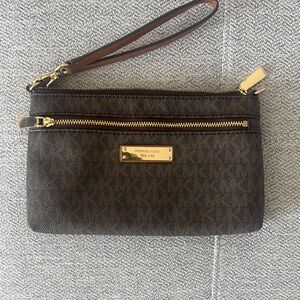 MICHAEL Michael Kors Brown Clutch with Gold Accents